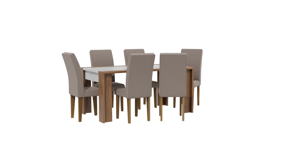 Stylish Wooden Dining Table Set - Professional 3D Model Render 13