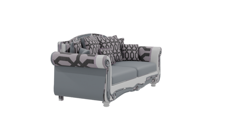 Elegant Vintage Sofa with Decorative Cushions - Professional 3D Model Render 9