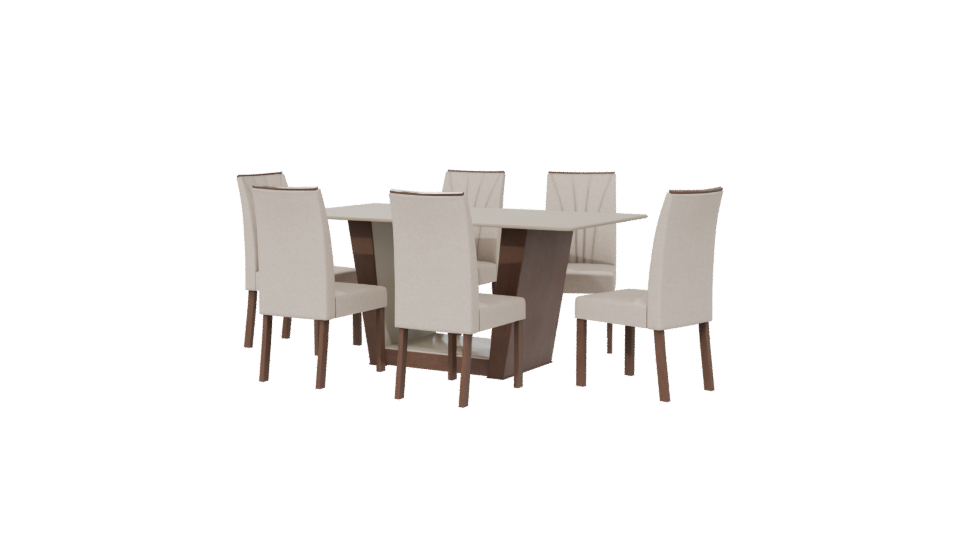 Elegant Rectangular Dining Table Set 3D Model - Professional 3D Model Render 6