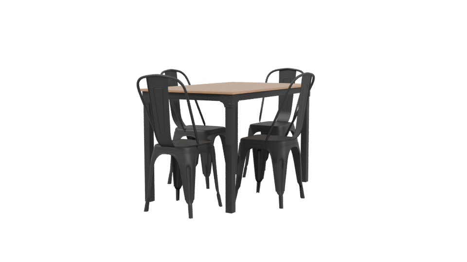 Stylish Wooden Dining Table Set - Professional 3D Model Render 3
