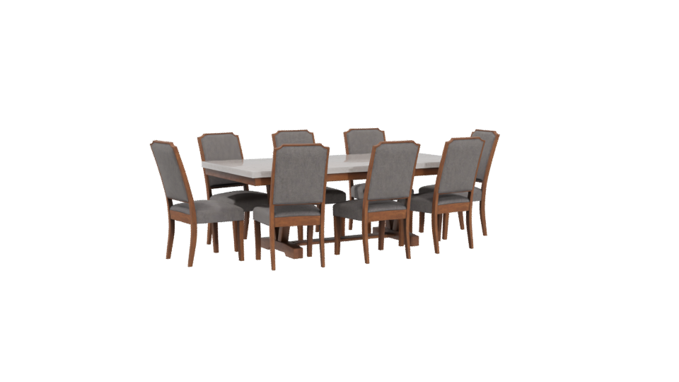 Stylish Wooden Dining Table Set - Professional 3D Model Render 4
