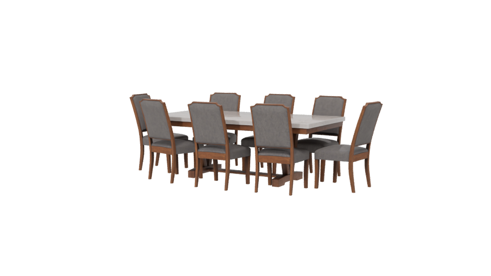 Stylish Wooden Dining Table Set - Professional 3D Model Render 6