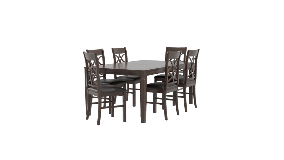 Elegant Wooden Dining Table Set - Professional 3D Model Render 9