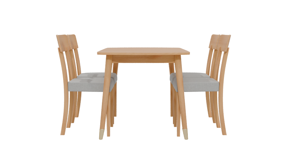 Stylish Wooden Dining Table Set - Professional 3D Model Render 5
