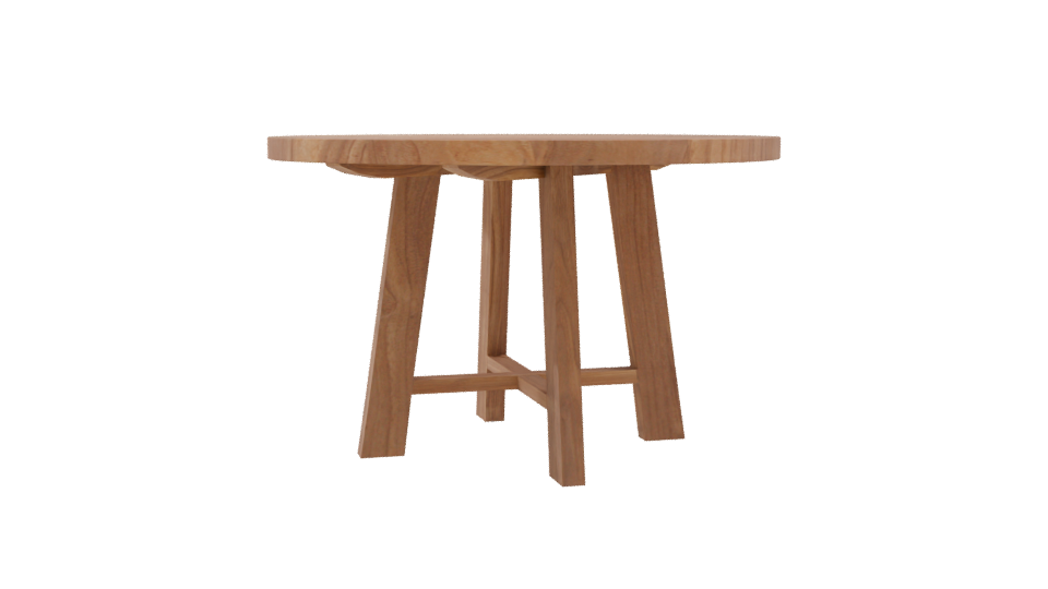 Stylish Round Wooden Dining Table - Professional 3D Model Render 9