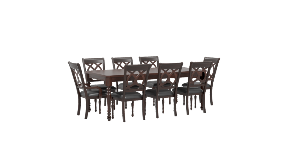 Elegant Wooden Dining Set Model - Professional 3D Model Render 4
