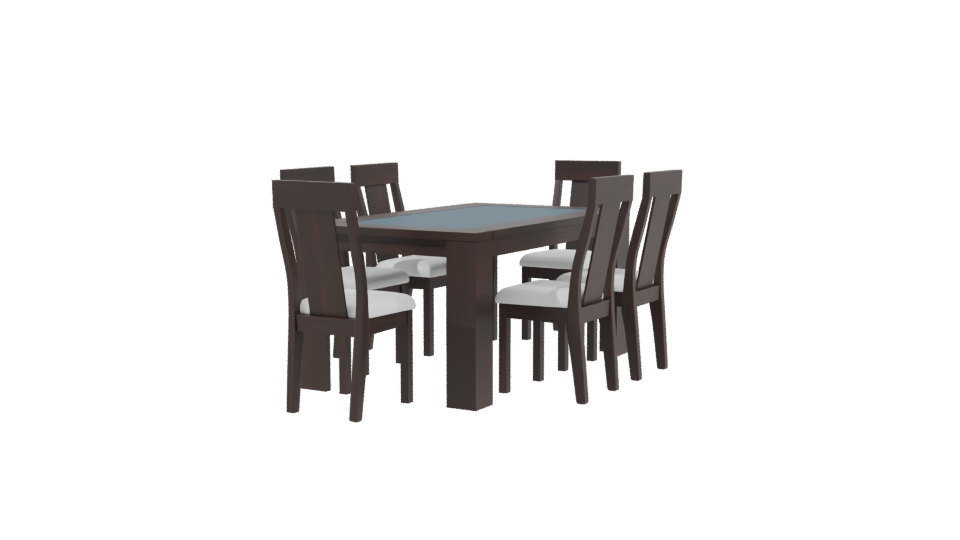 Elegant Modern Wooden Dining Table with Chairs - Professional 3D Model Render 3