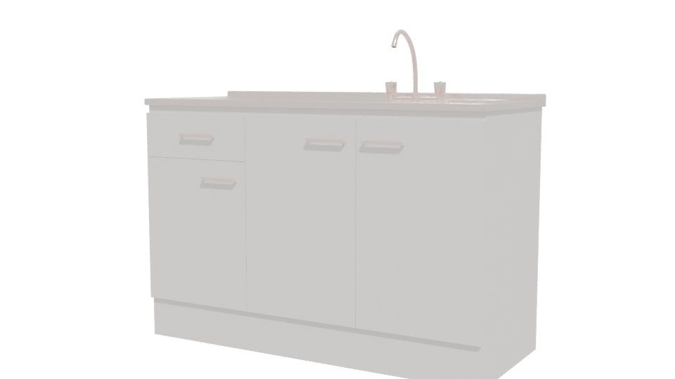 Minimalist Kitchen Sink Unit 3D - Professional 3D Model Render 12