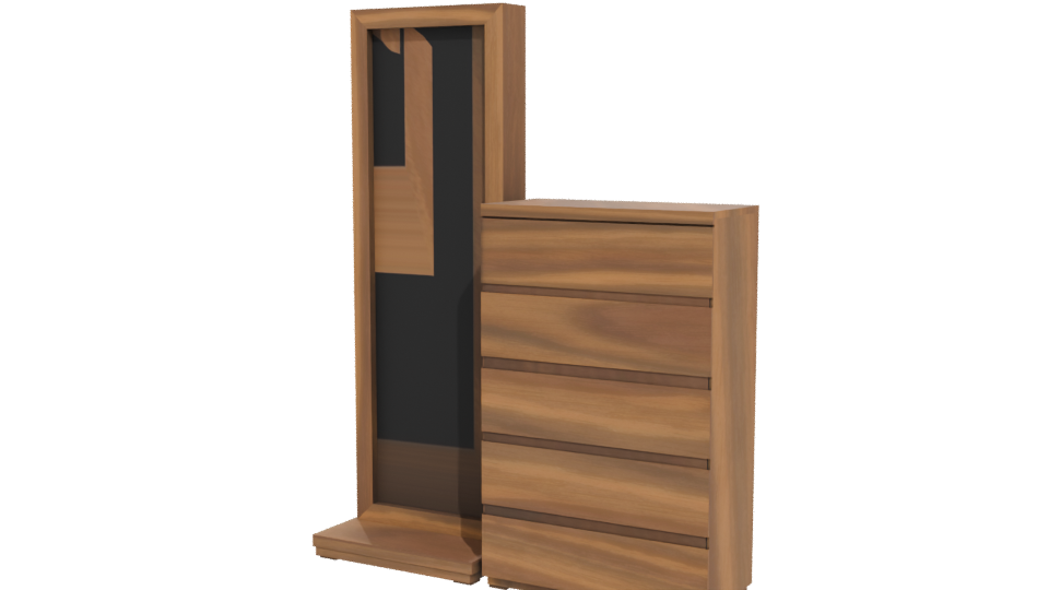 Elegant Wooden Mirror and Cabinet - Professional 3D Model Render 12