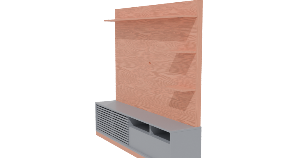 Stylish Wooden Wall Unit 3D - Professional 3D Model Render 13