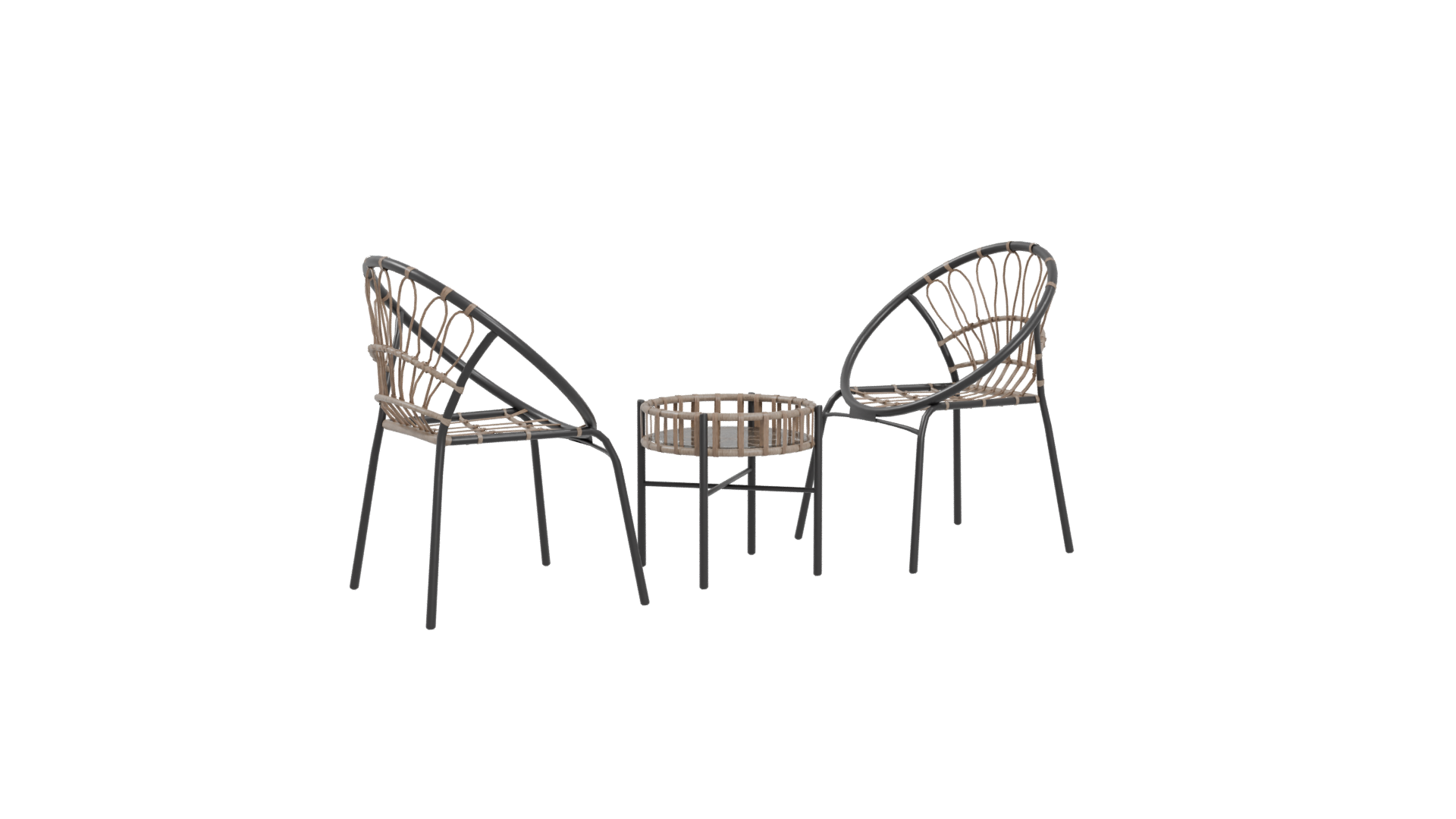 Modern Rattan Chair Set 3D - Professional 3D Model Render 4