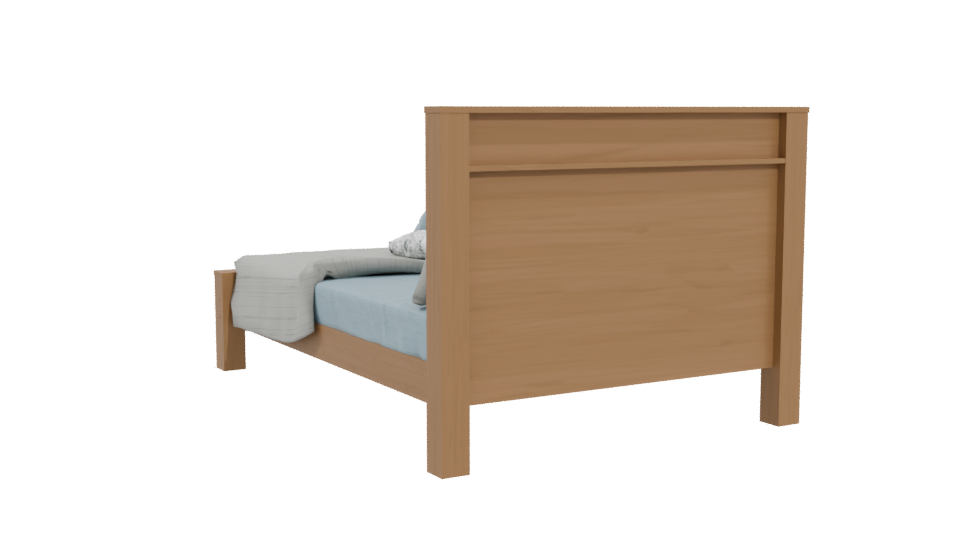 Stylish Wooden Bed 3D Model - Professional 3D Model Render 4
