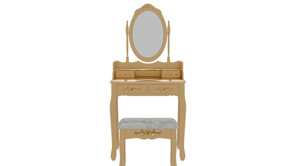 Elegant Vintage Vanity Set 3D - Professional 3D Model Render 11