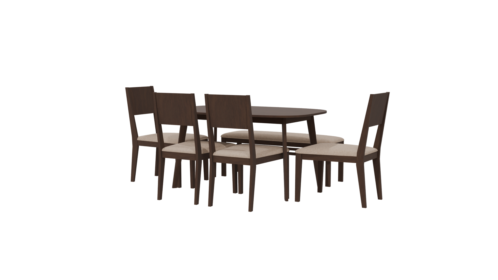 Stylish Wooden Dining Set 3D Model - Professional 3D Model Render 6