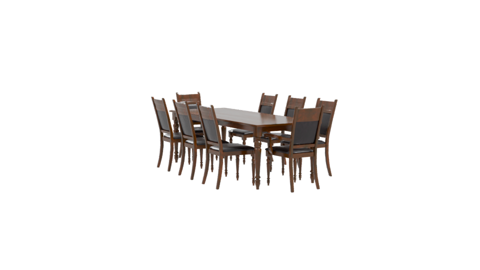 Elegant Wooden Dining Table Set 3D Model - Professional 3D Model Render 10