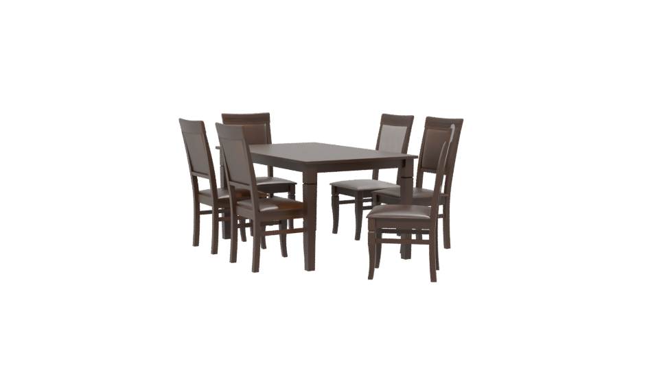Elegant Wooden Dining Table Set - Professional 3D Model Render 13
