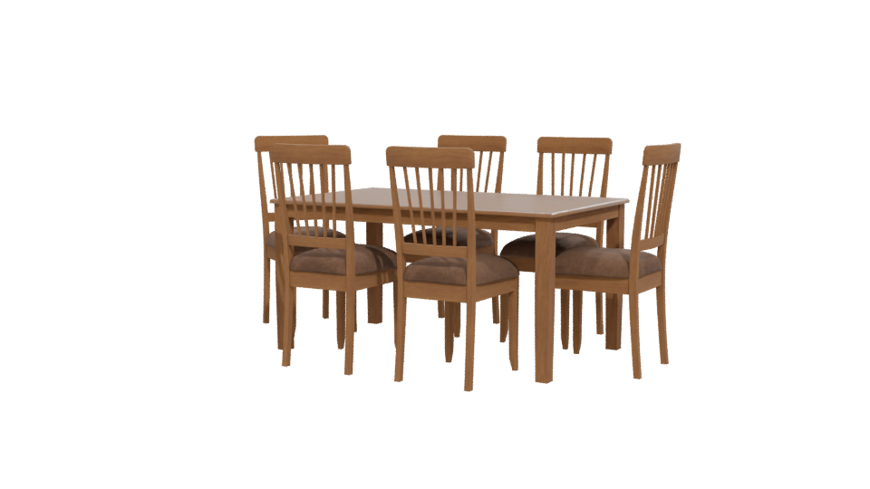 Stylish Wooden Dining Table Set 3D Model - Professional 3D Model Render 12