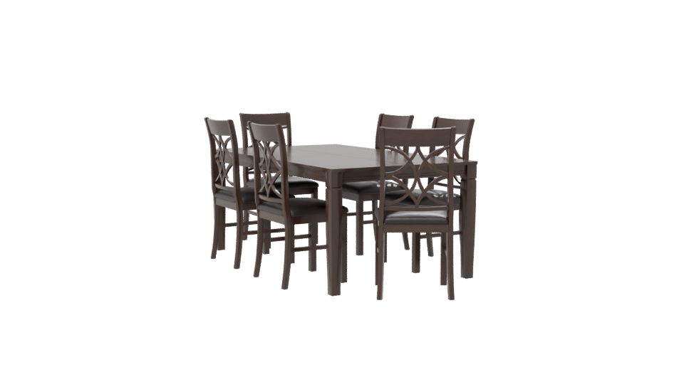 Elegant Wooden Dining Table Set - Professional 3D Model Render 7