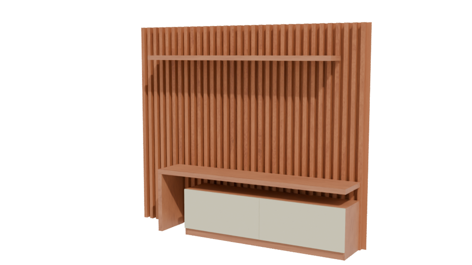 Contemporary Wooden Wall Unit 3D - Professional 3D Model Render 12