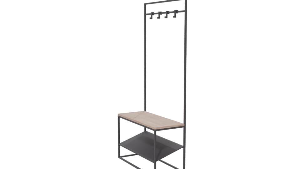 Industrial Coat Rack Bench 3D - Professional 3D Model Render 13