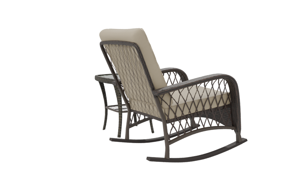Contemporary Outdoor Lounge Chair and Accent Table 3D Model - Professional 3D Model Render 7