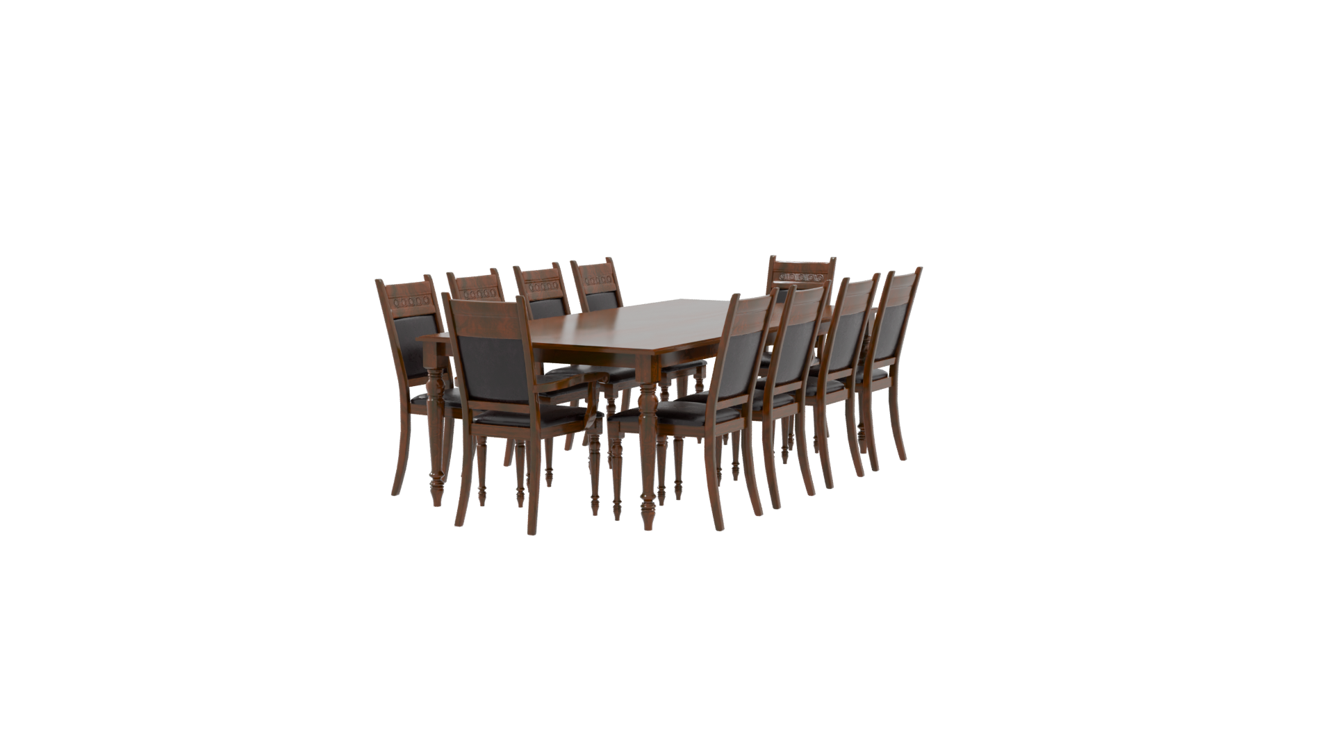 Elegant Wooden Dining Table Set - Professional 3D Model Render 9