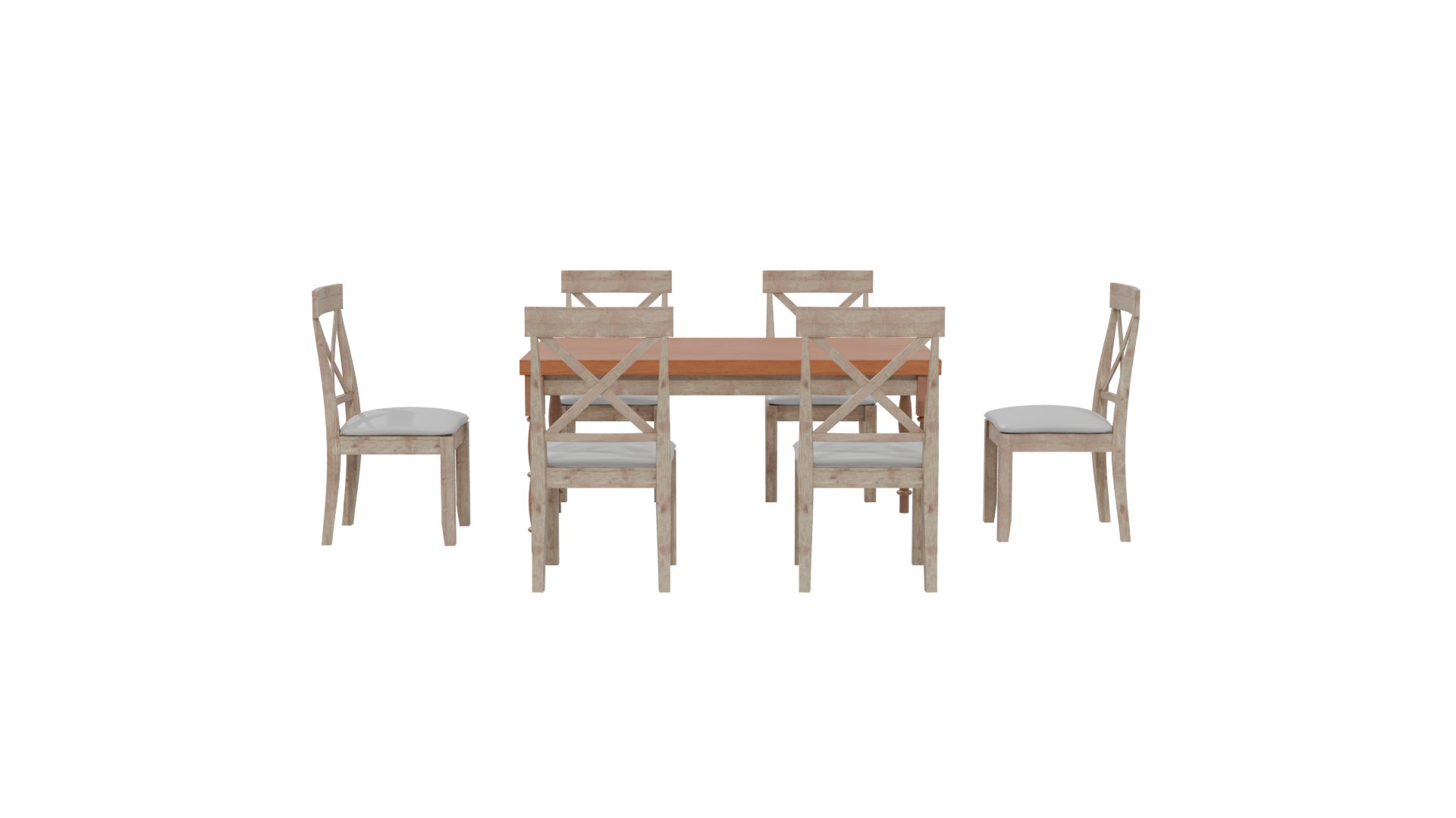 Rustic Wooden Dining Table Set - Professional 3D Model Render 5