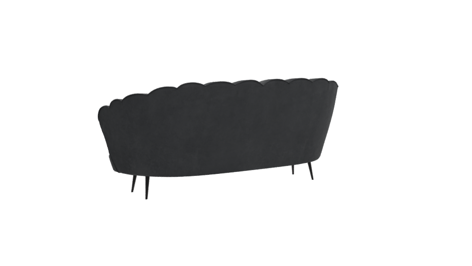 Chic Black Velvet Sofa Model - Professional 3D Model Render 4