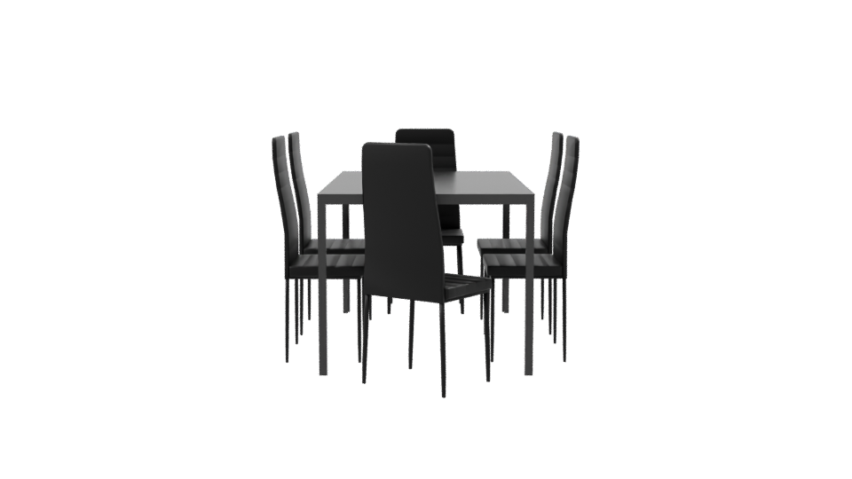 Sleek Modern Dining Table with Chairs 3D Model - Professional 3D Model Render 8