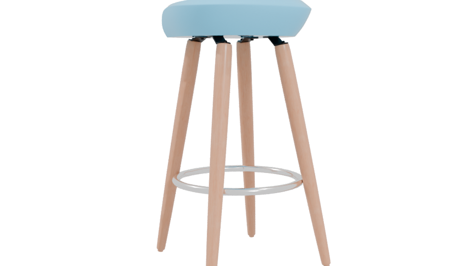 Contemporary Bar Stool with Wooden Legs 3D Model - Professional 3D Model Render 4