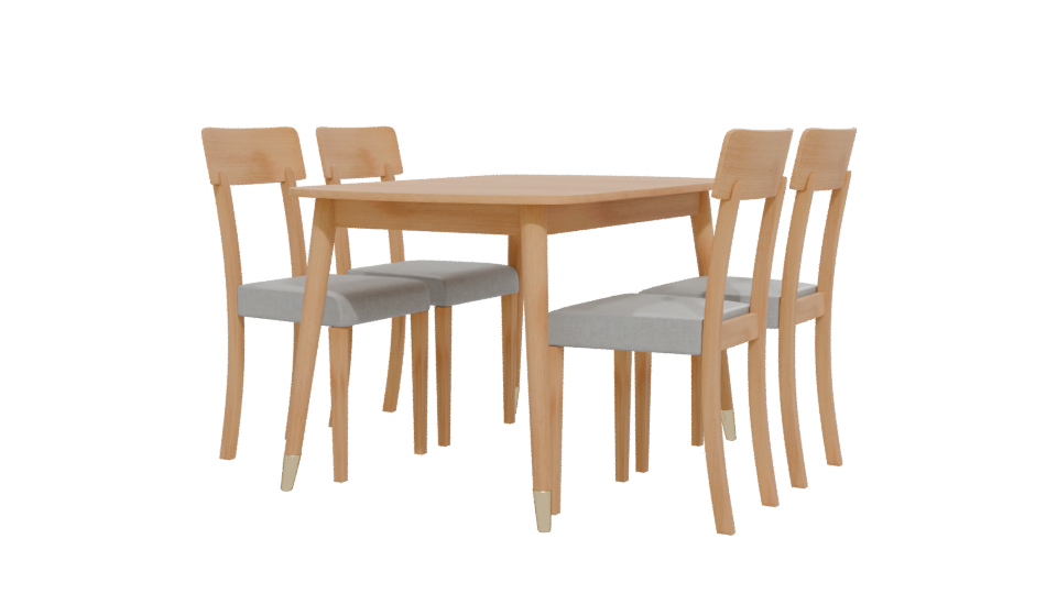 Stylish Wooden Dining Table Set - Professional 3D Model Render 12