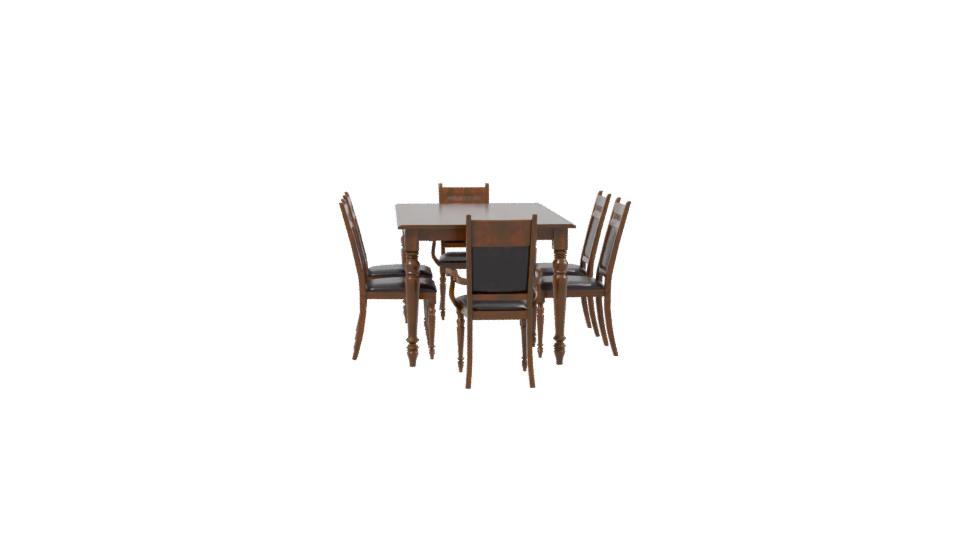 Elegant Wooden Dining Table Set - Professional 3D Model Render 2