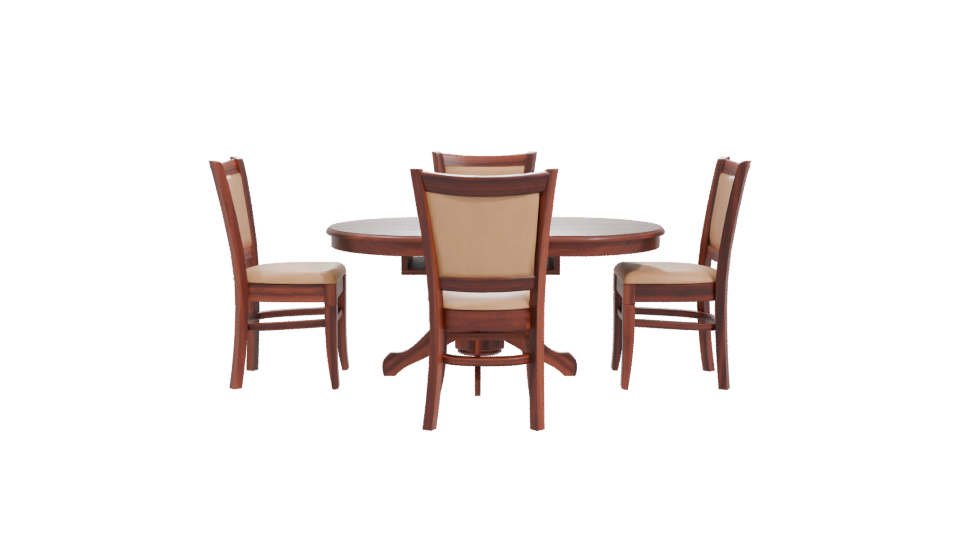 Elegant Round Wooden Dining Table Set 3D Model - Professional 3D Model Render 11