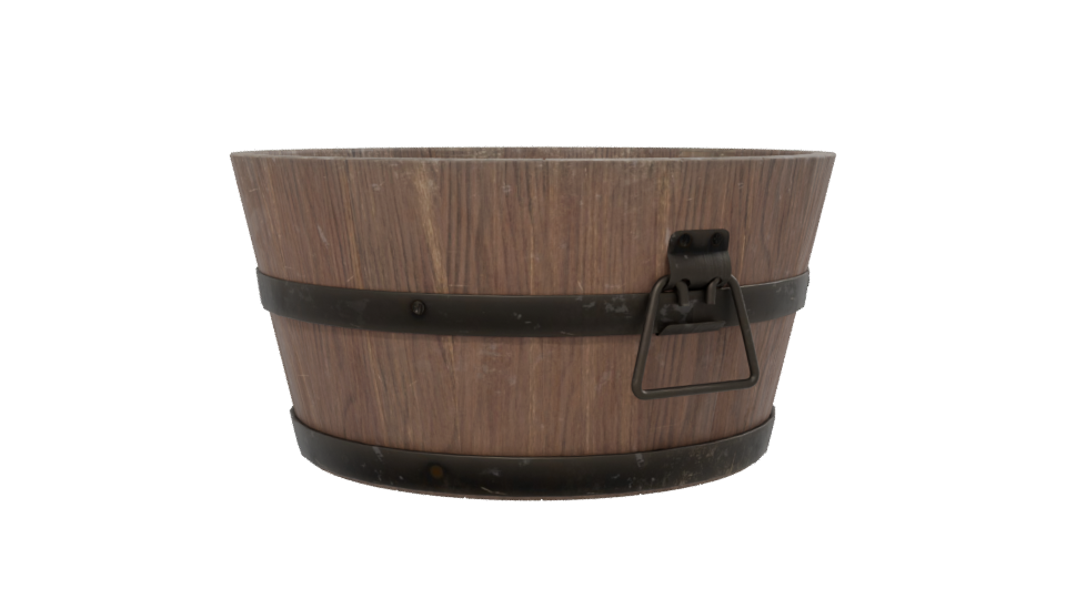 Rustic Wooden Bucket Model - Professional 3D Model Render 13