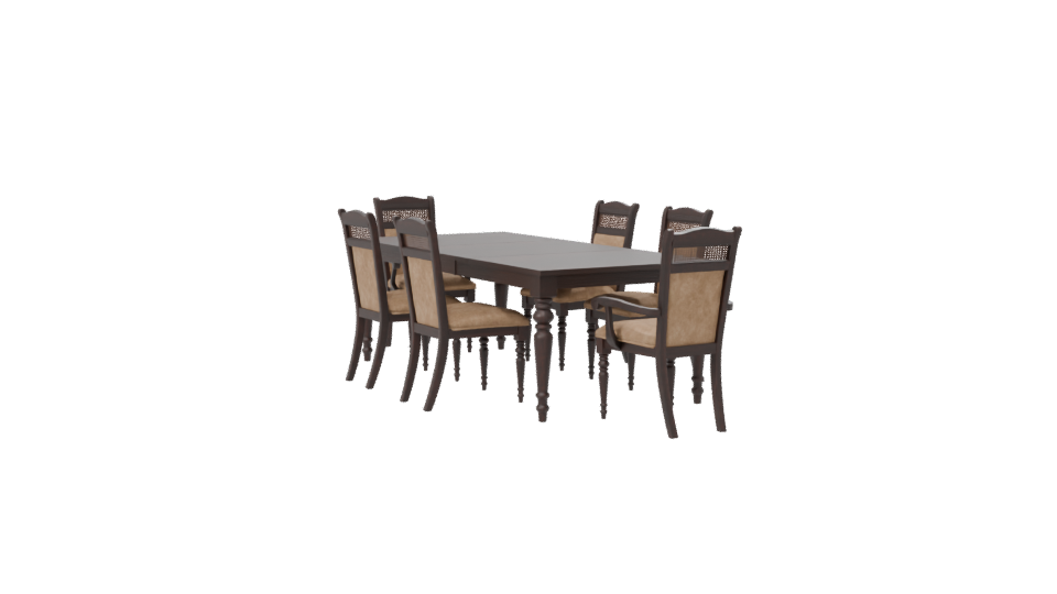 Elegant Wooden Dining Table Set 3D Model - Professional 3D Model Render 7