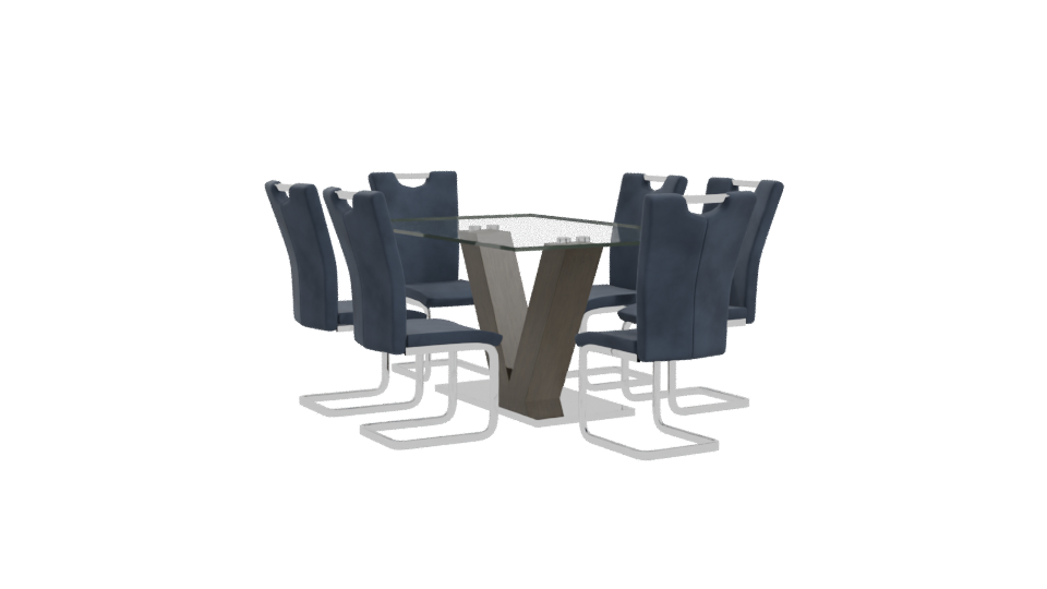 Modern Glass Dining Table Set - Professional 3D Model Render 10