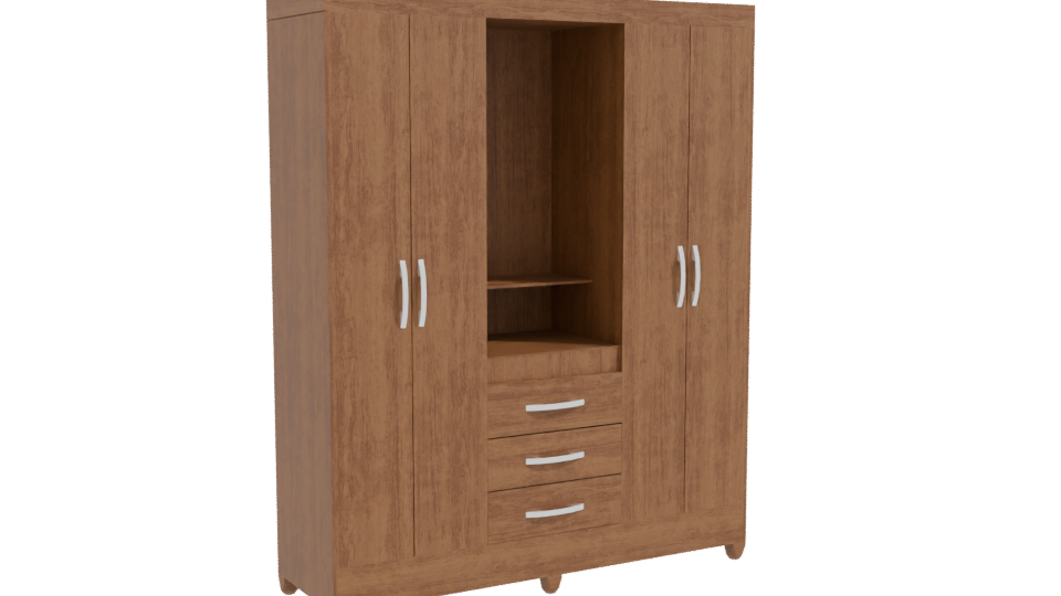 Wooden 4-Door Cabinet 3D Model - Professional 3D Model Render 10