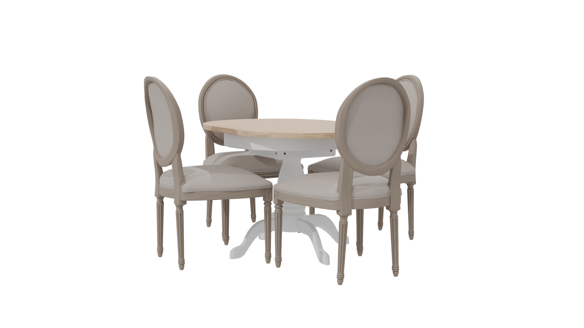 Elegant Round Dining Table with Upholstered Chairs 3D Model - Professional 3D Model Render 7