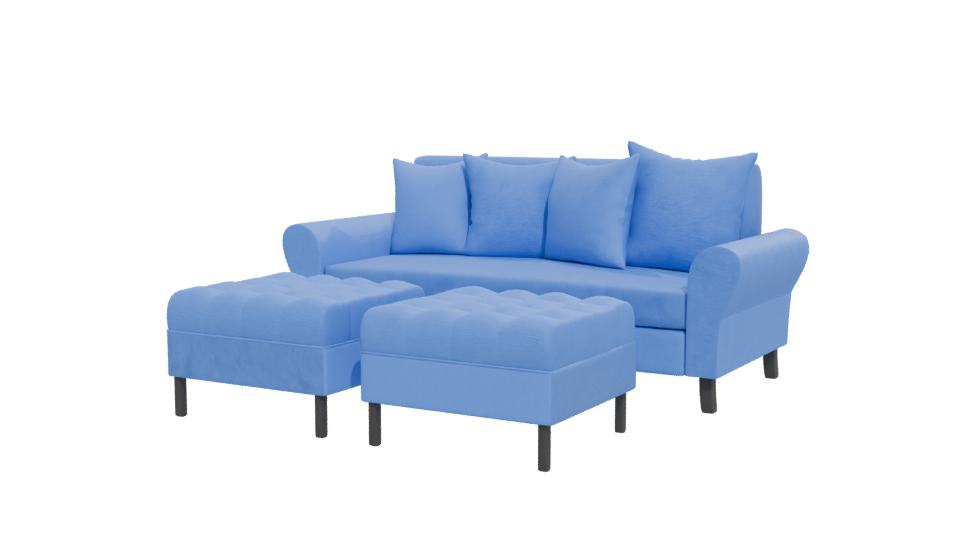 Stylish Blue Sofa Set 3D - Professional 3D Model Render 12