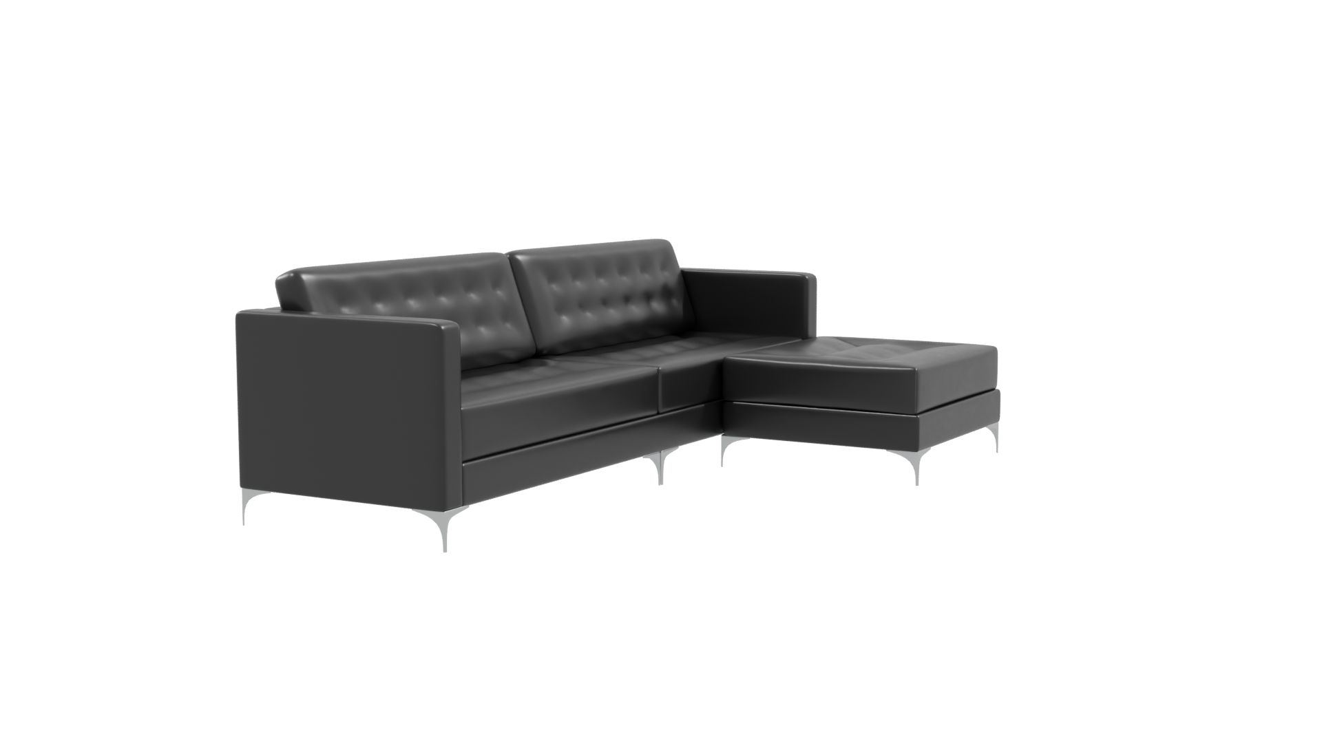 Stylish Black Leather Sofa Set - Professional 3D Model Render 9
