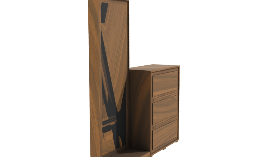 Elegant Wooden Mirror Cabinet Model - Professional 3D Model Render 9
