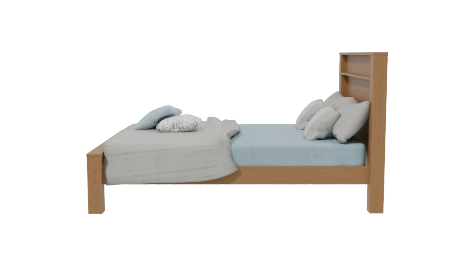Stylish Wooden Bed 3D Model - Professional 3D Model Render 2