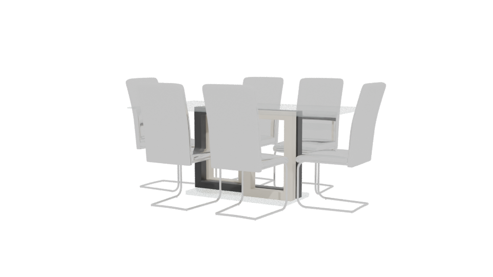Stylish Glass Dining Table Set - Professional 3D Model Render 12