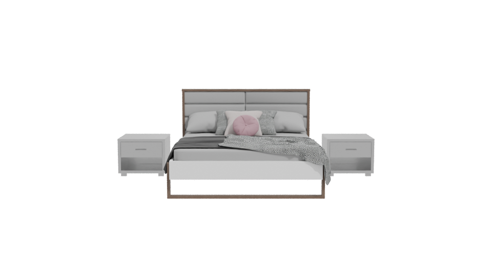 Modern Queen Bed with Nightstands 3D - Professional 3D Model Render 11