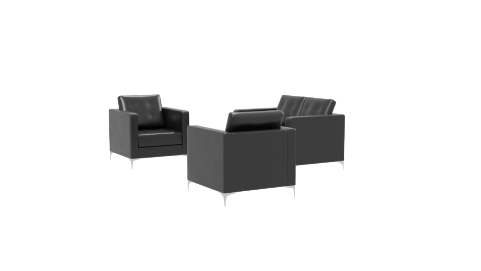 Contemporary Black Fabric Sofa Set 3D Model - Professional 3D Model Render 13