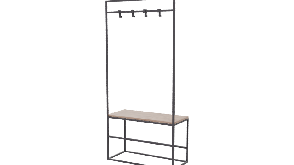 Industrial Coat Rack Bench 3D - Professional 3D Model Render 6