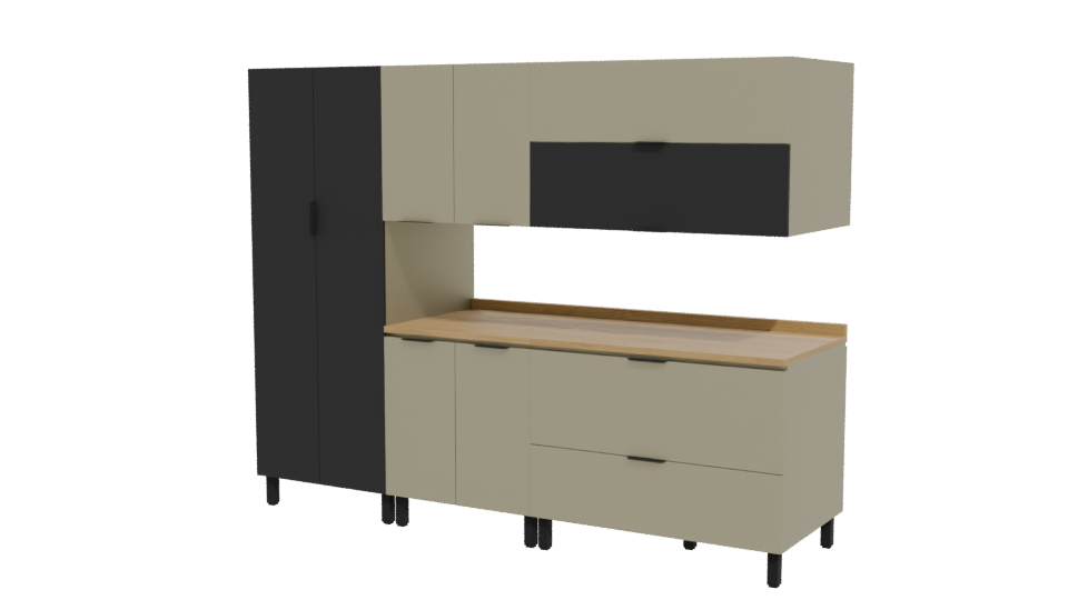 Stylish Modern Kitchen Cabinet Set 3D Model - Professional 3D Model Render 12