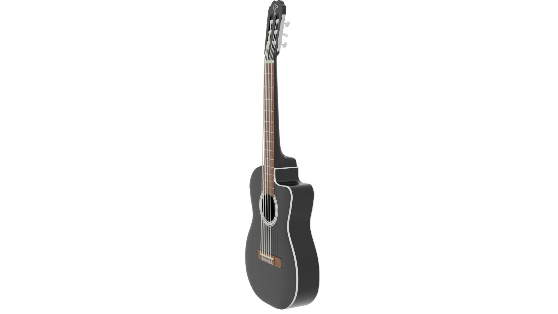 Stylish Black Acoustic Guitar 3D Model - Professional 3D Model Render 13