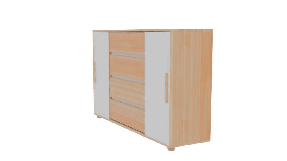 Modern Wooden Storage Cabinet Model - Professional 3D Model Render 13