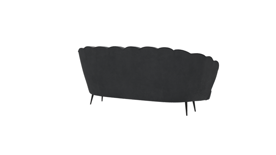 Chic Black Velvet Sofa Model - Professional 3D Model Render 6